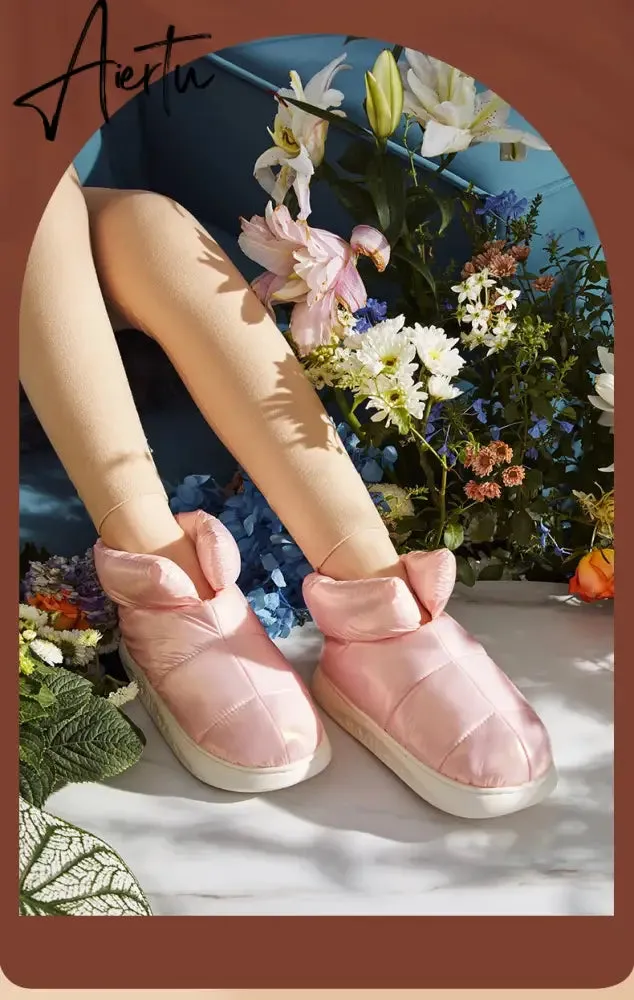 Aiertu Cute Plush Cotton Shoes Female Winter Boots Outdoor Non-slip Light Down Leisure Women's Snow Boot Platform Keep Warm Footwear