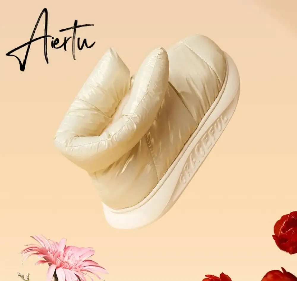 Aiertu Cute Plush Cotton Shoes Female Winter Boots Outdoor Non-slip Light Down Leisure Women's Snow Boot Platform Keep Warm Footwear