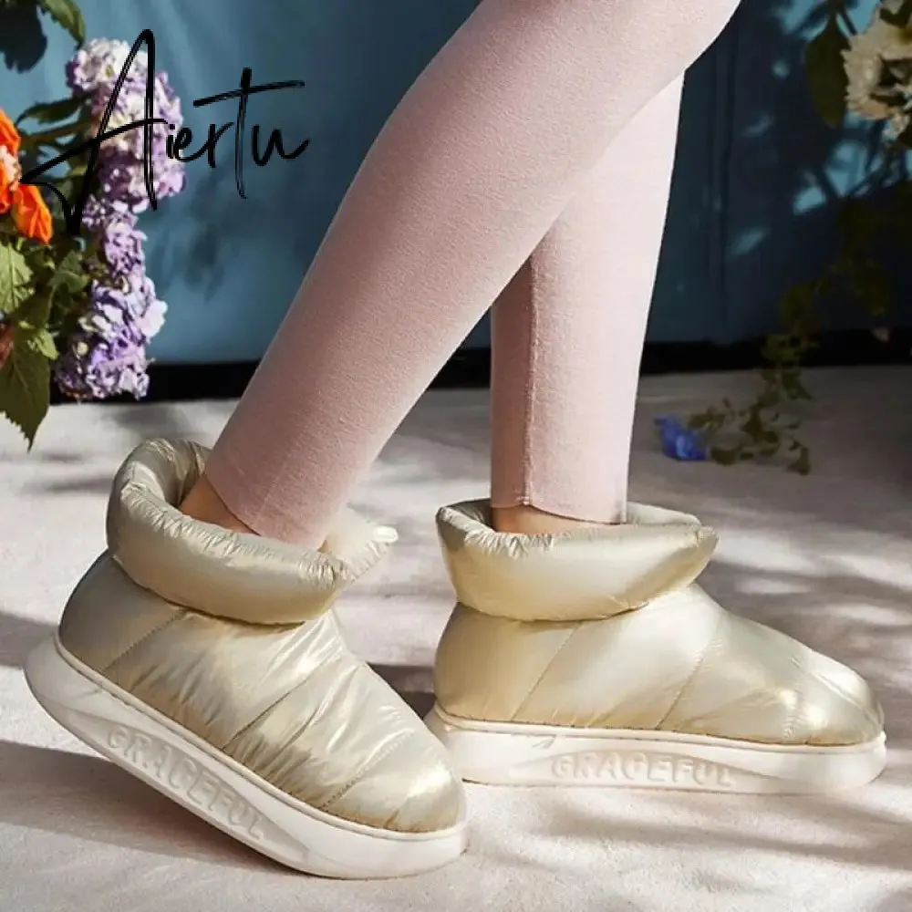 Aiertu Cute Plush Cotton Shoes Female Winter Boots Outdoor Non-slip Light Down Leisure Women's Snow Boot Platform Keep Warm Footwear