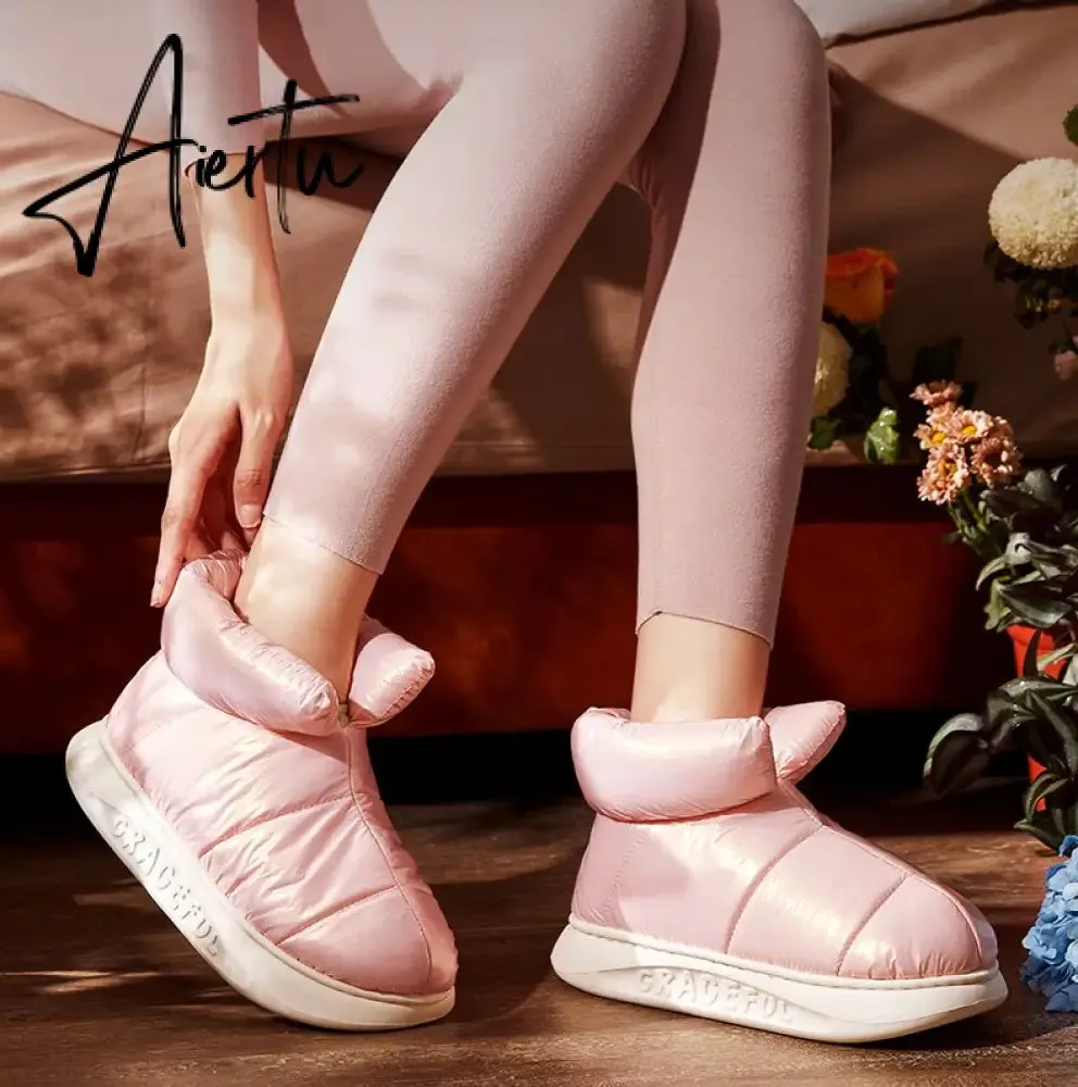 Aiertu Cute Plush Cotton Shoes Female Winter Boots Outdoor Non-slip Light Down Leisure Women's Snow Boot Platform Keep Warm Footwear