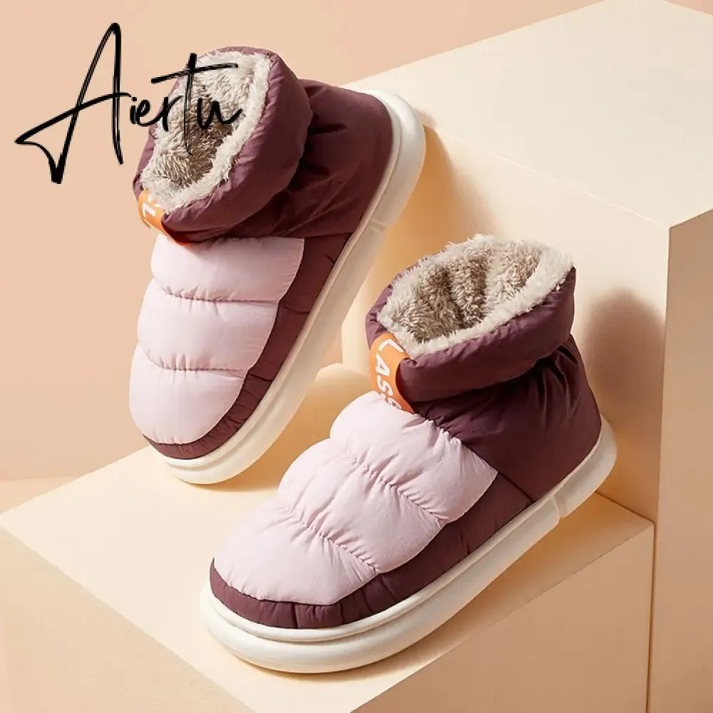 Aiertu Cute Plush Cotton Shoes Female Winter Boots Outdoor Non-slip Light Down Leisure Women's Snow Boot Platform Keep Warm Footwear