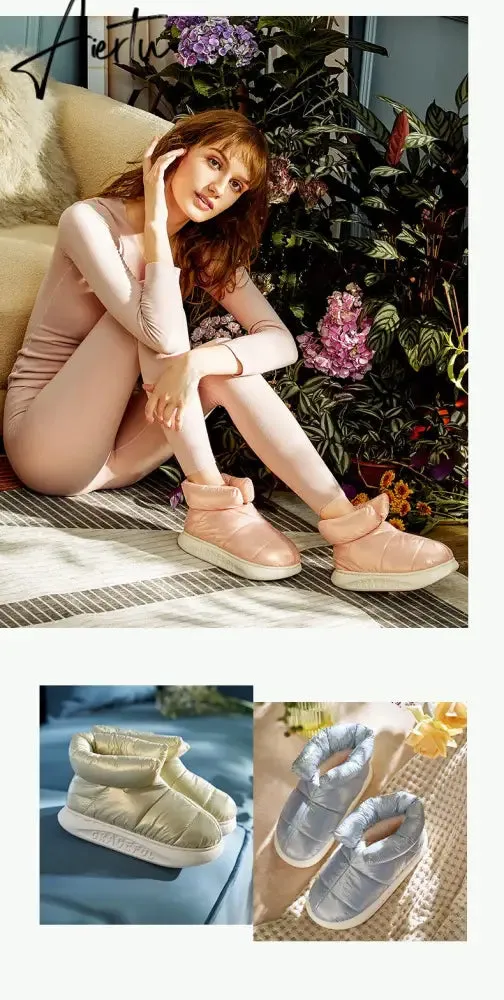 Aiertu Cute Plush Cotton Shoes Female Winter Boots Outdoor Non-slip Light Down Leisure Women's Snow Boot Platform Keep Warm Footwear