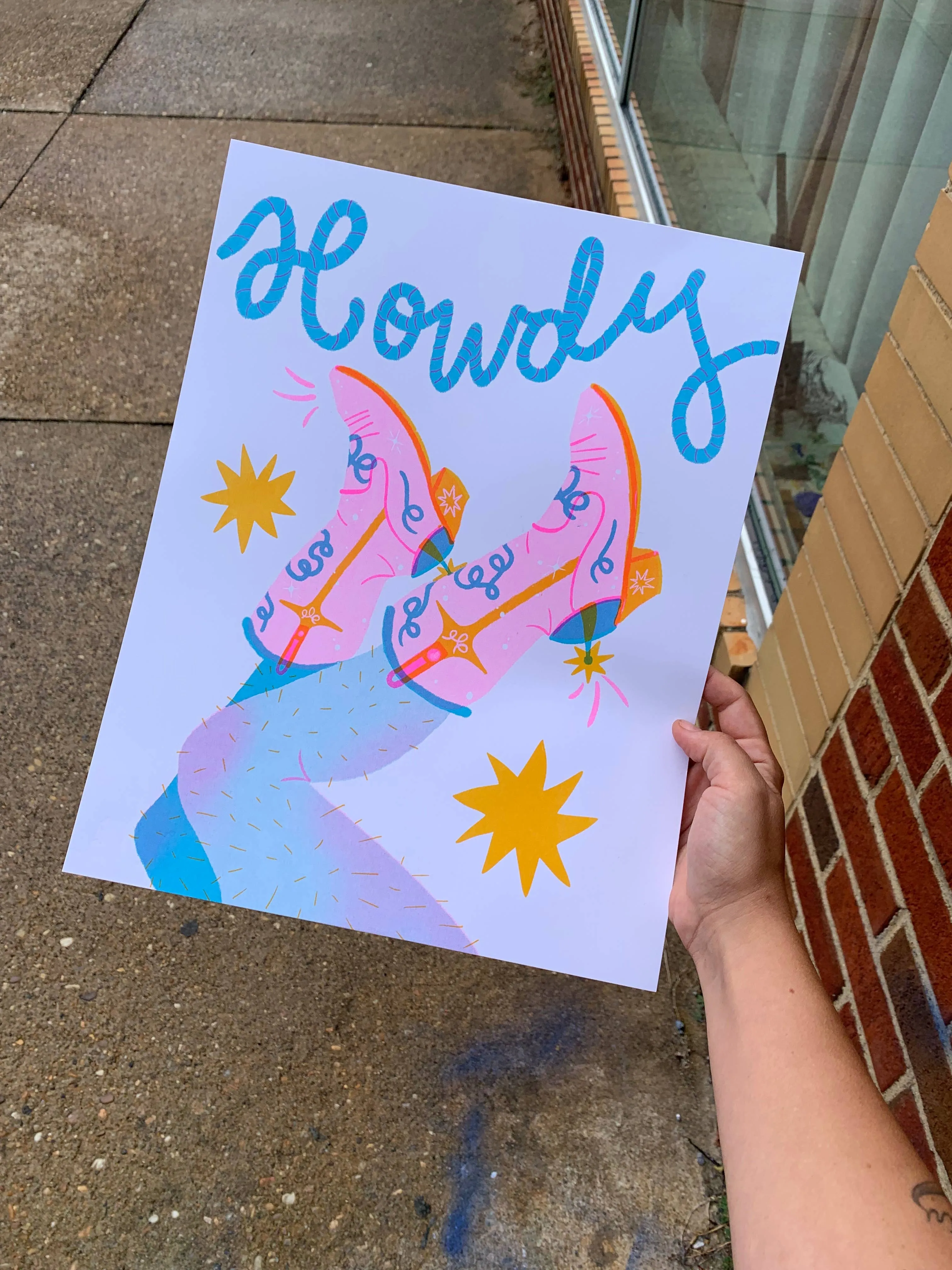 Alex Luciano / Howdy Risograph Art Print 11x14"