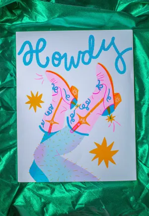 Alex Luciano / Howdy Risograph Art Print 11x14"
