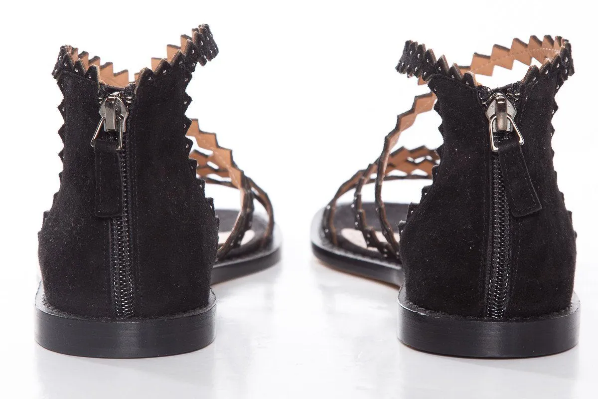 Alexa Wagner Black Gladiator Sandals SZ 36.5