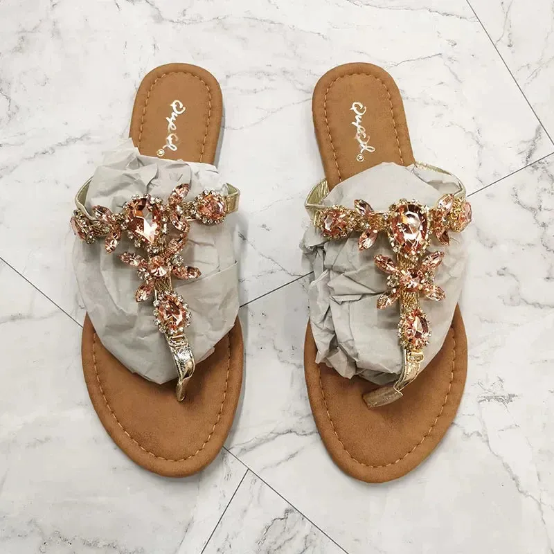 AMOZAE-- Roman Gladiator Sandals with Rhinestones