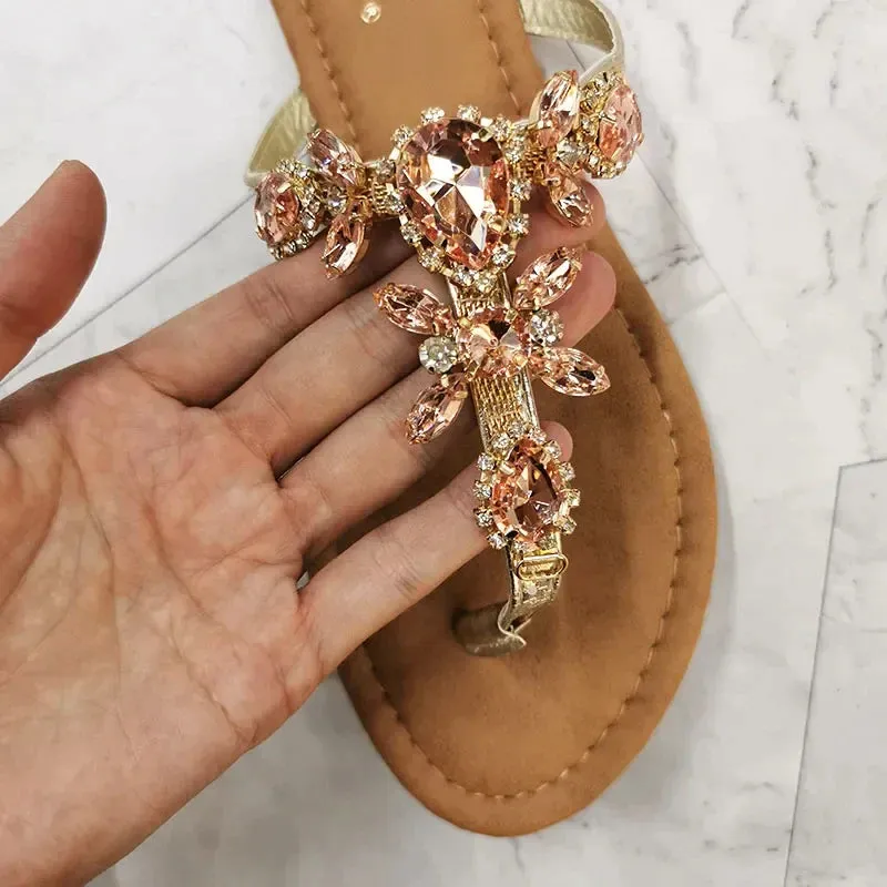AMOZAE-- Roman Gladiator Sandals with Rhinestones