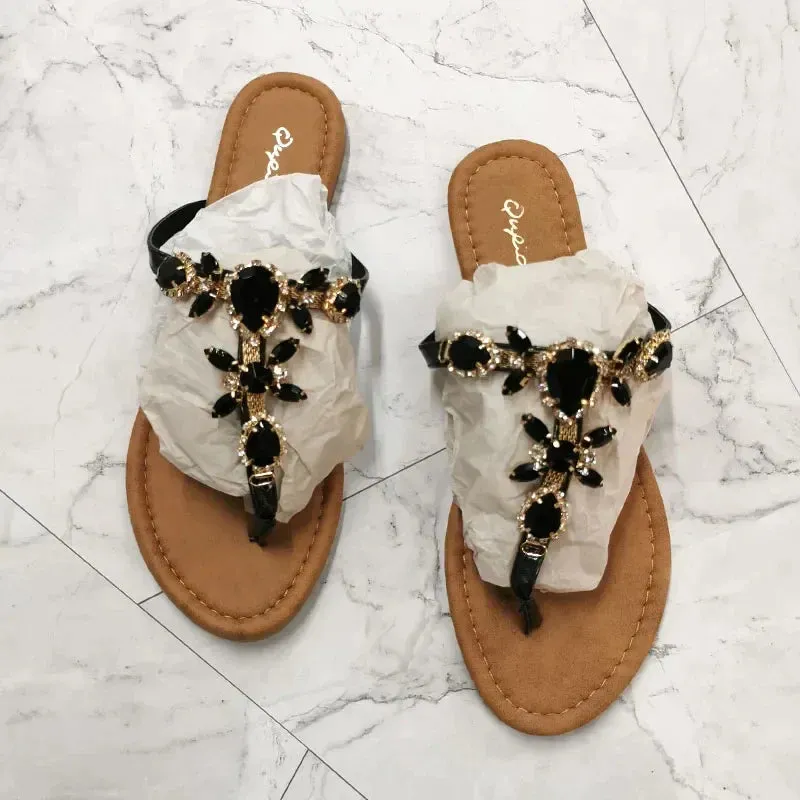 AMOZAE-- Roman Gladiator Sandals with Rhinestones