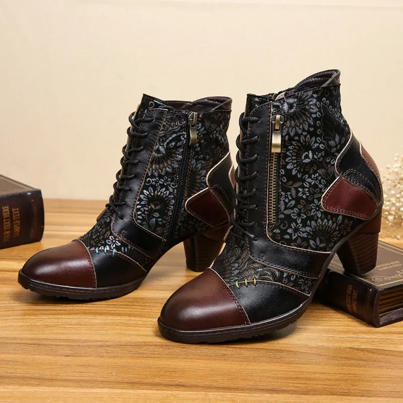 Artsy Chic Genuine Cowhide Vintage Leather Boots