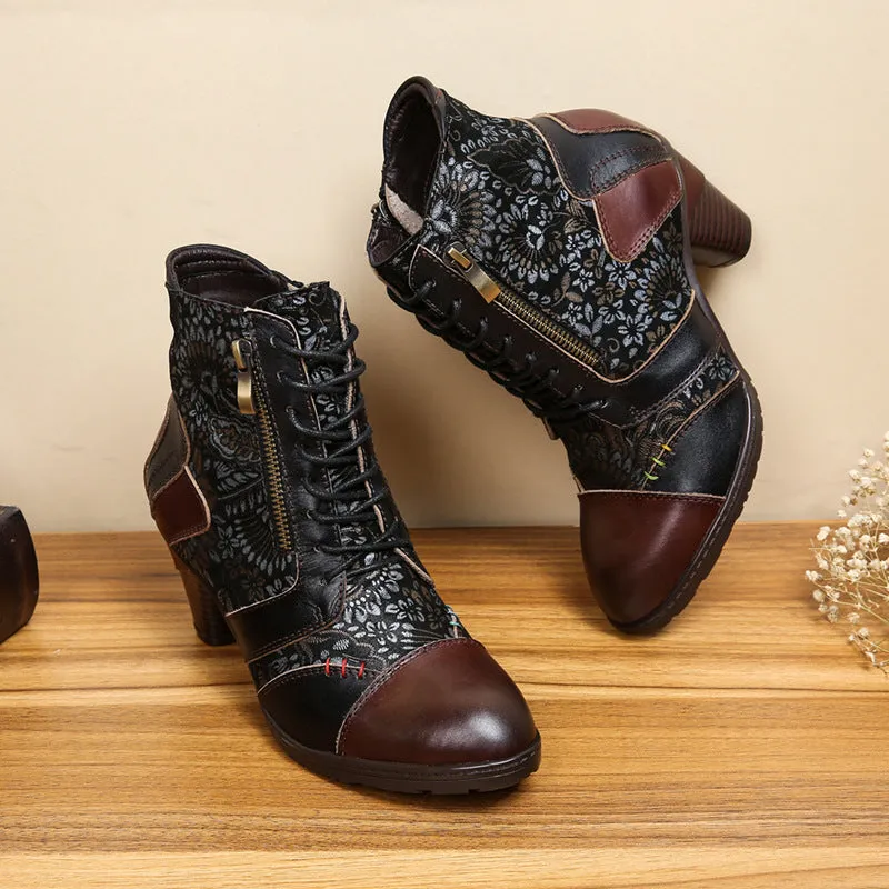 Artsy Chic Genuine Cowhide Vintage Leather Boots