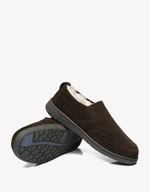 Australian Shepherd AS Men Ugg Moccasin Dino Slipper Sheepskin Wool
