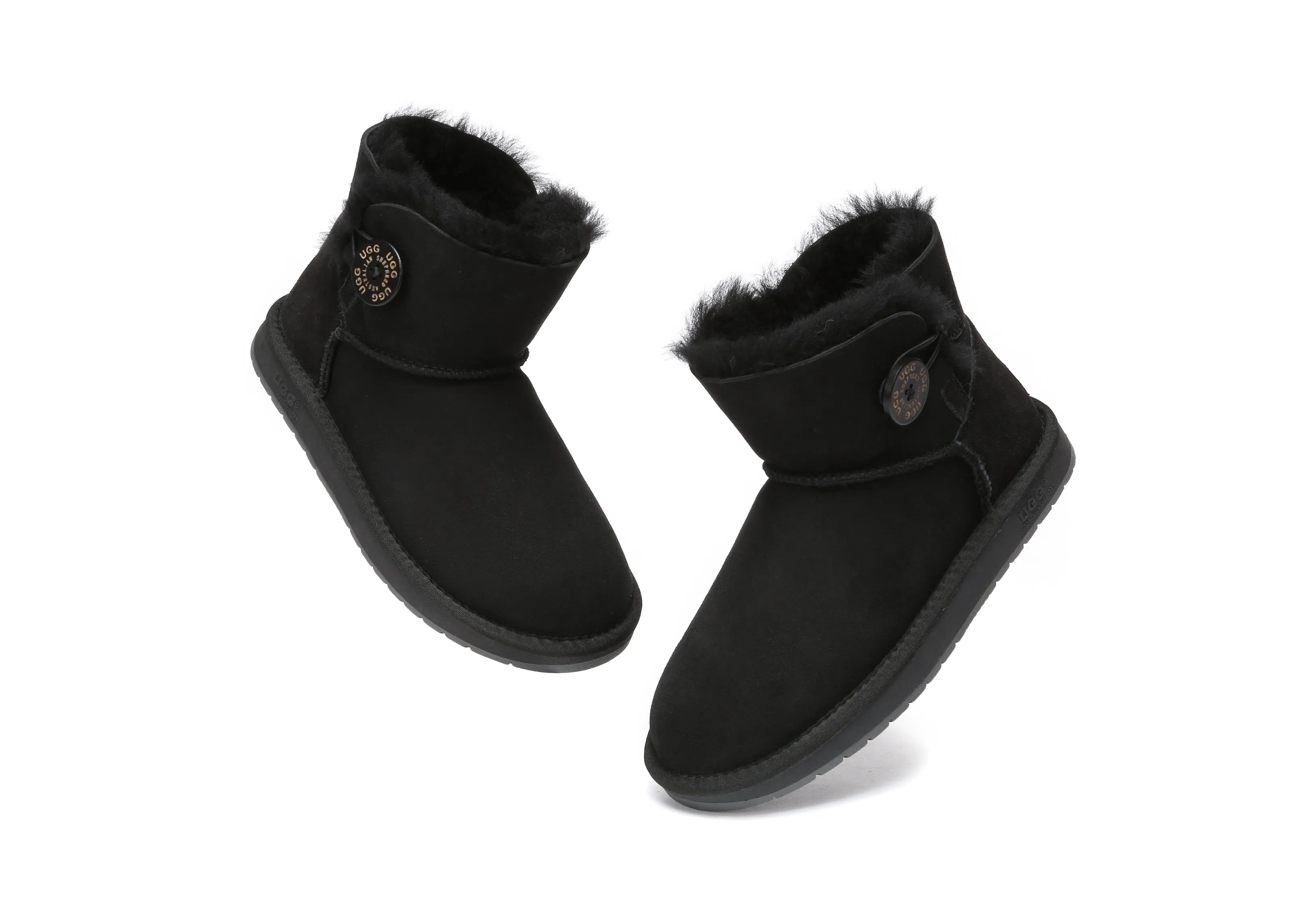 AUSTRALIAN SHEPHERD® UGG Boots Double Face Sheepskin Wool Mini Button