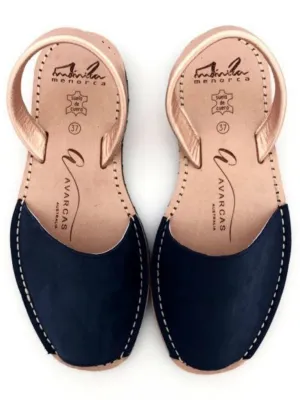 Avarcas | Navy Nubuck & Rose Gold Metallic