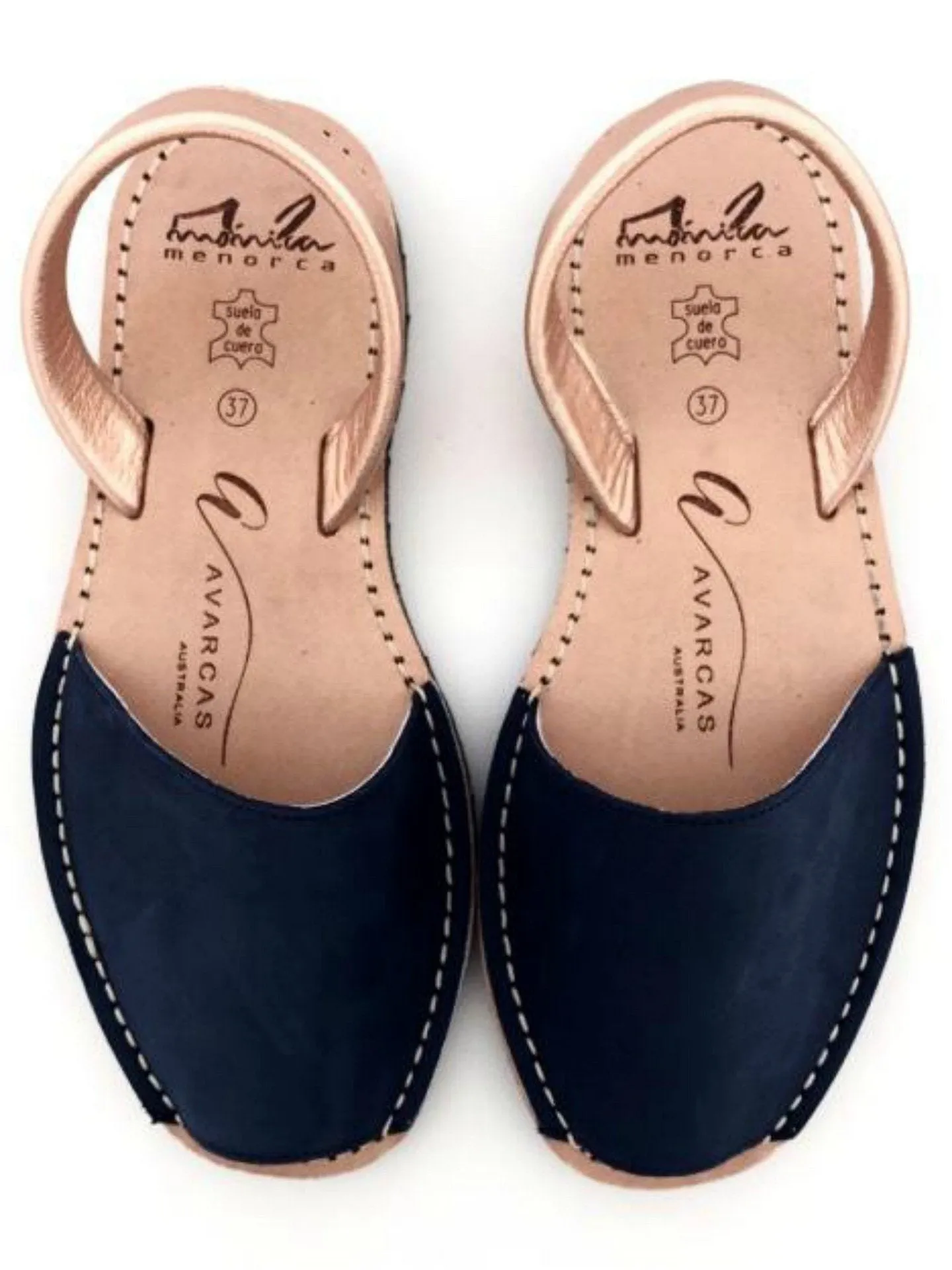 Avarcas | Navy Nubuck & Rose Gold Metallic