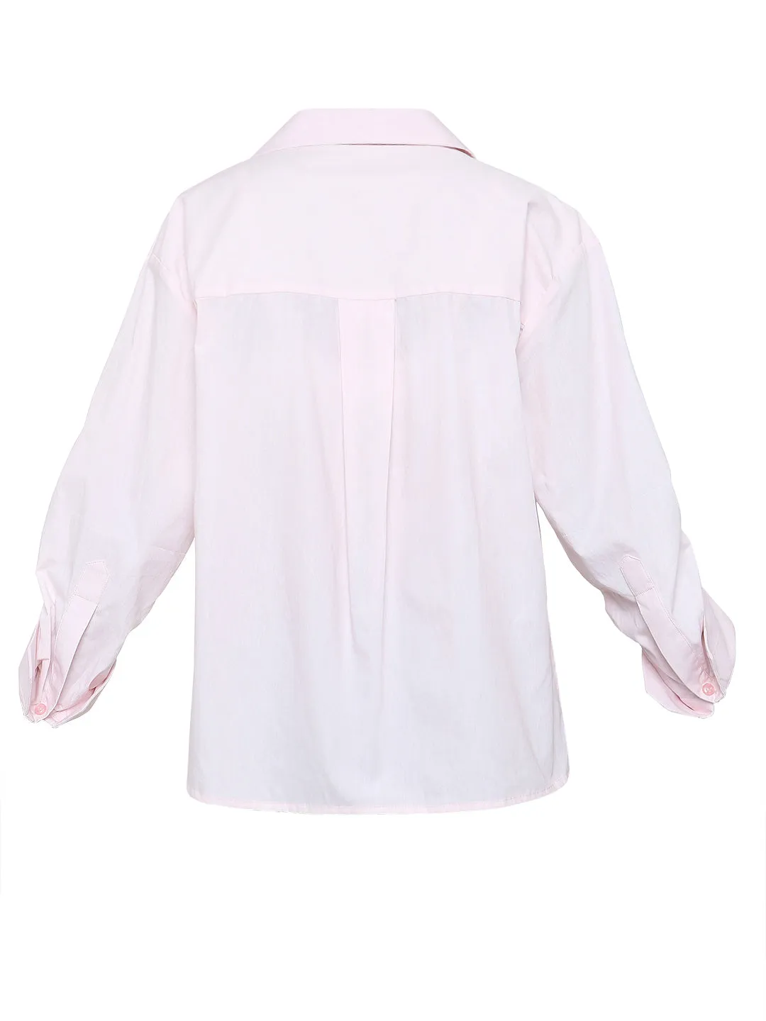 Baby Pink Poplin Ruched Shirt