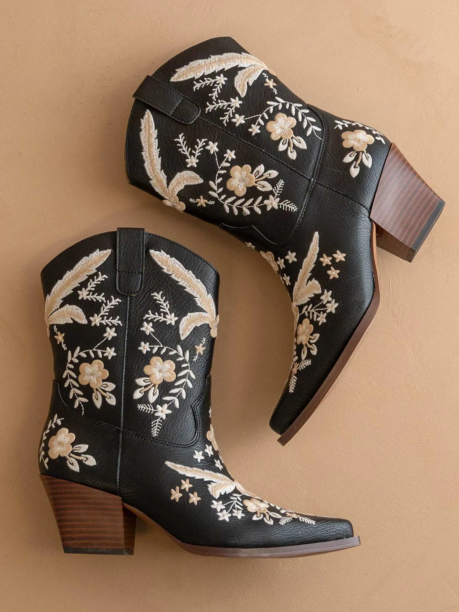 Bailey Black Embroidered Cowboy Bootie