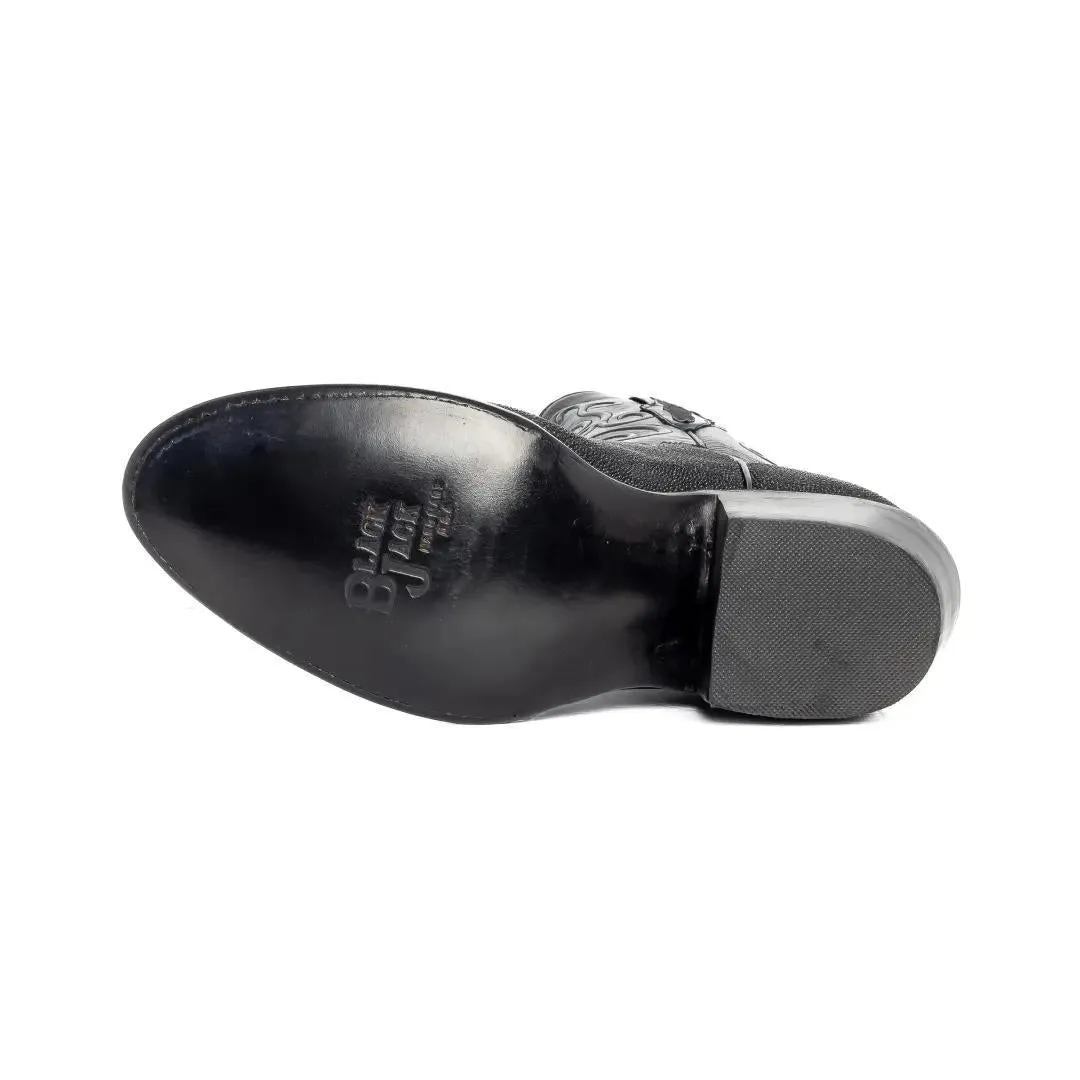 Black Jack Men's Cowboy Boots 12" Exotic Stingray Black