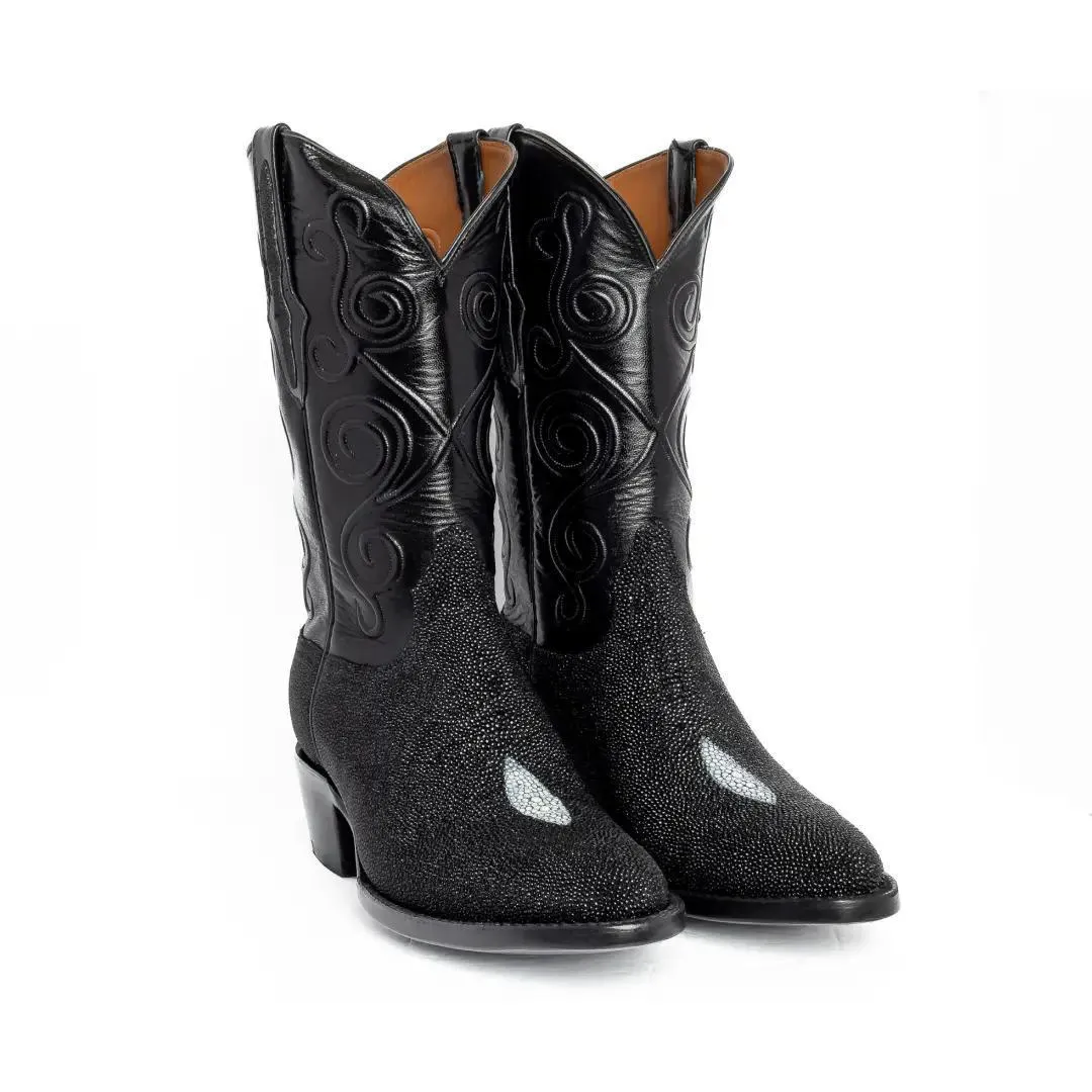 Black Jack Men's Cowboy Boots 12" Exotic Stingray Black