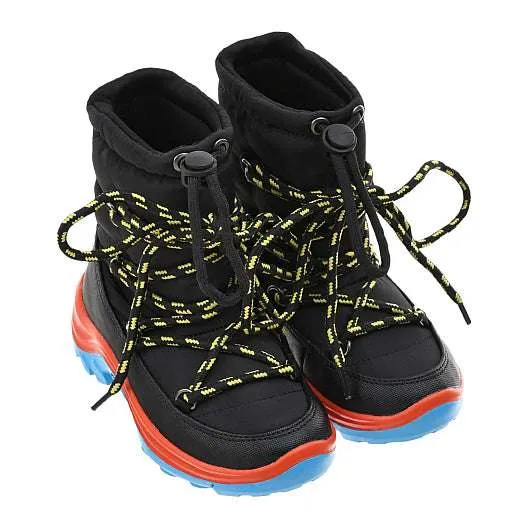 Black Lace-Up Snow Boots