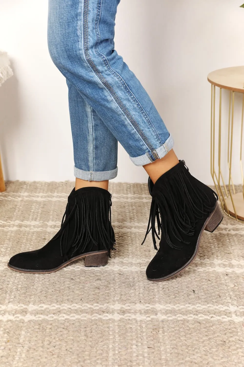 Brianna Fringe Cowboy Western Ankle Boots