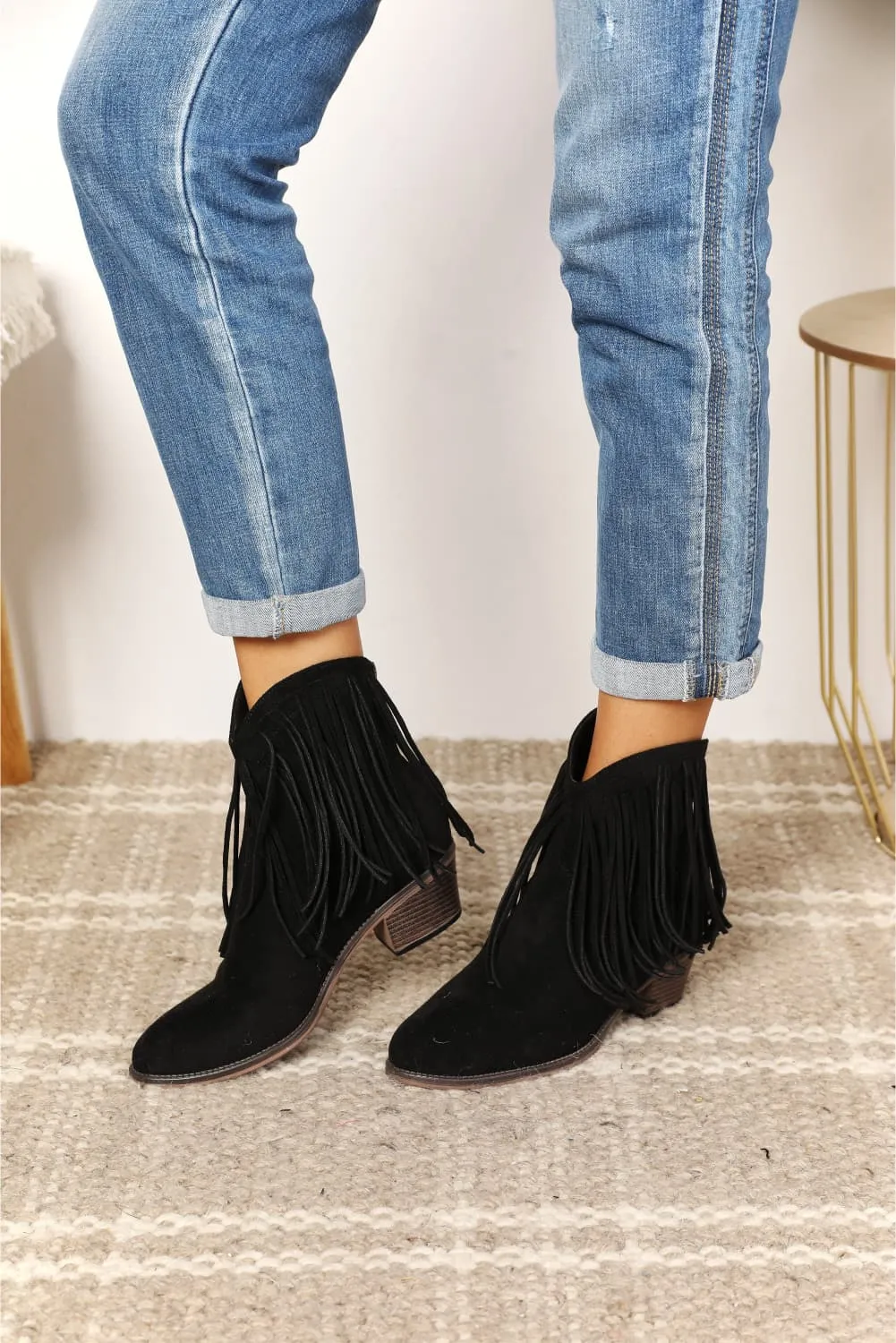 Brianna Fringe Cowboy Western Ankle Boots