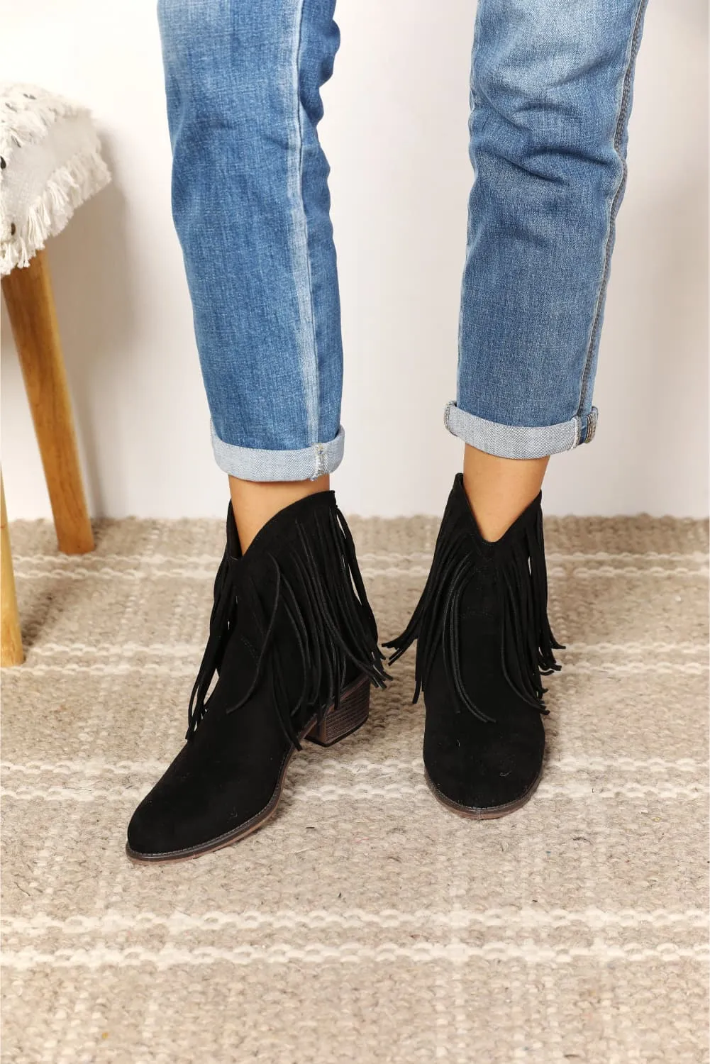 Brianna Fringe Cowboy Western Ankle Boots