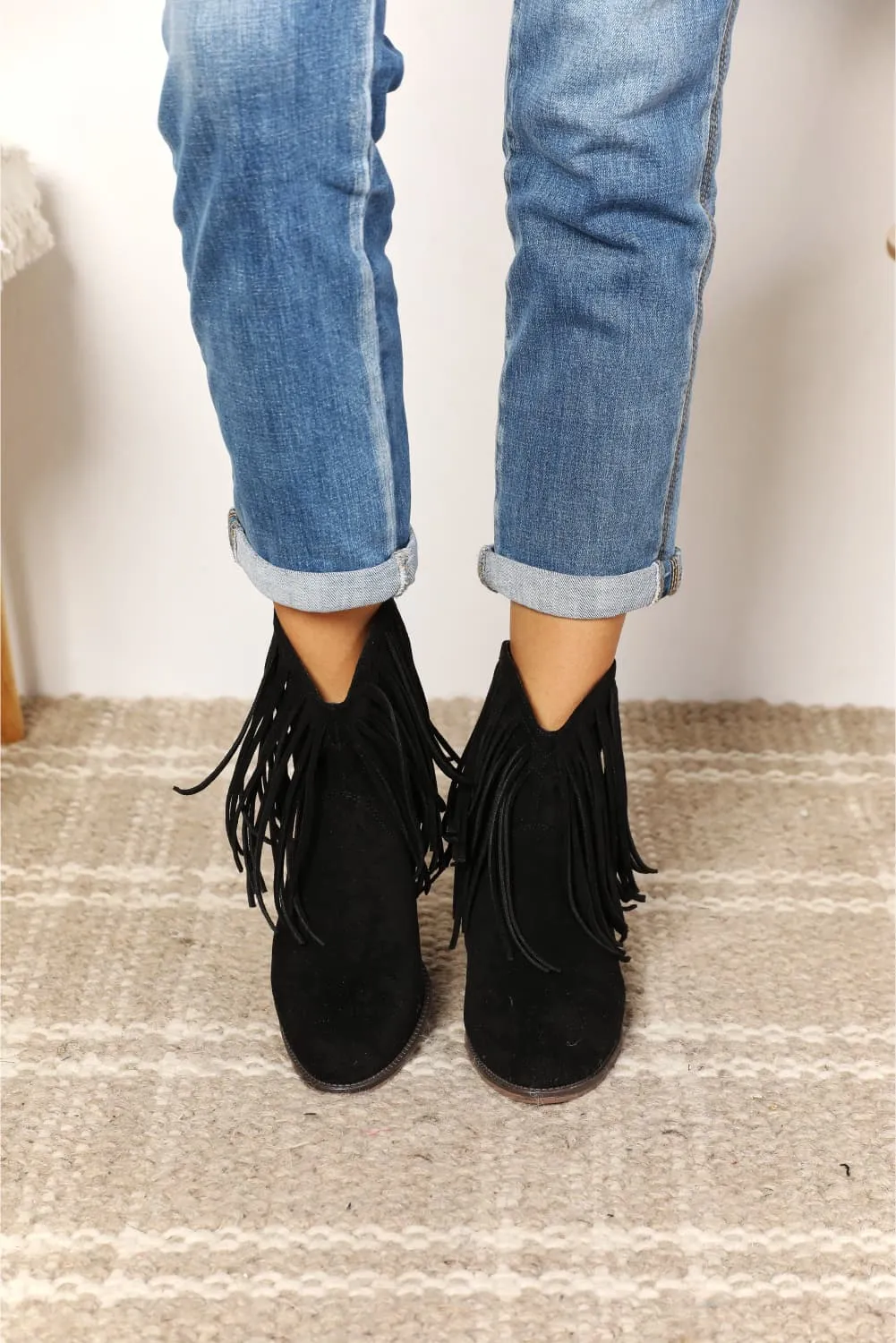 Brianna Fringe Cowboy Western Ankle Boots