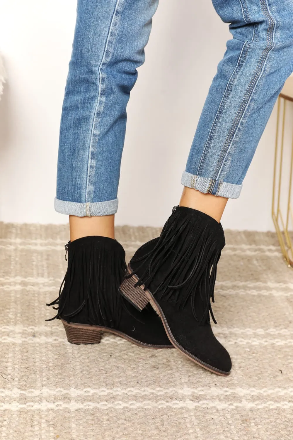 Brianna Fringe Cowboy Western Ankle Boots