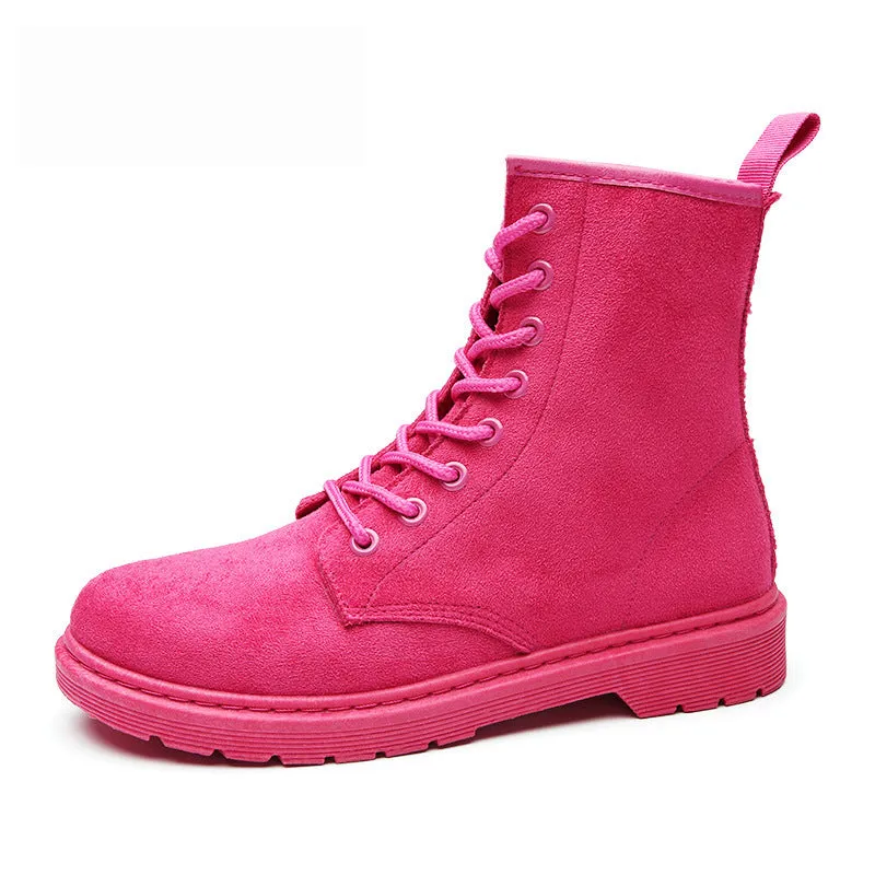 British Martin Round Toe Lace Up Flat Short Snow Boots