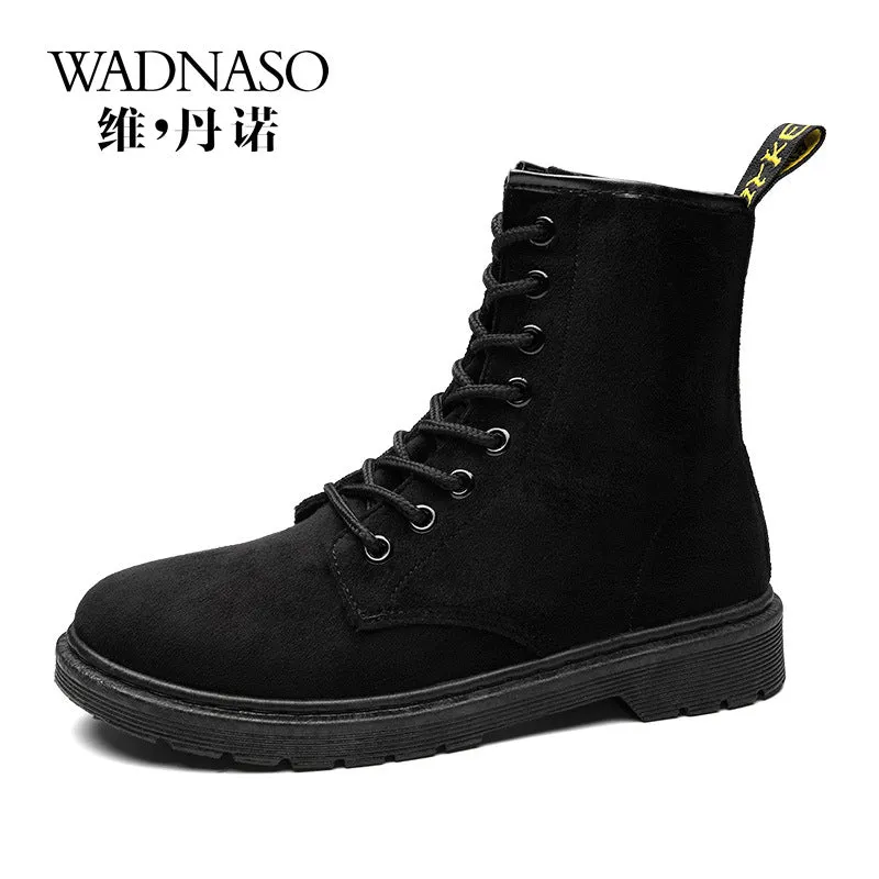 British Martin Round Toe Lace Up Flat Short Snow Boots