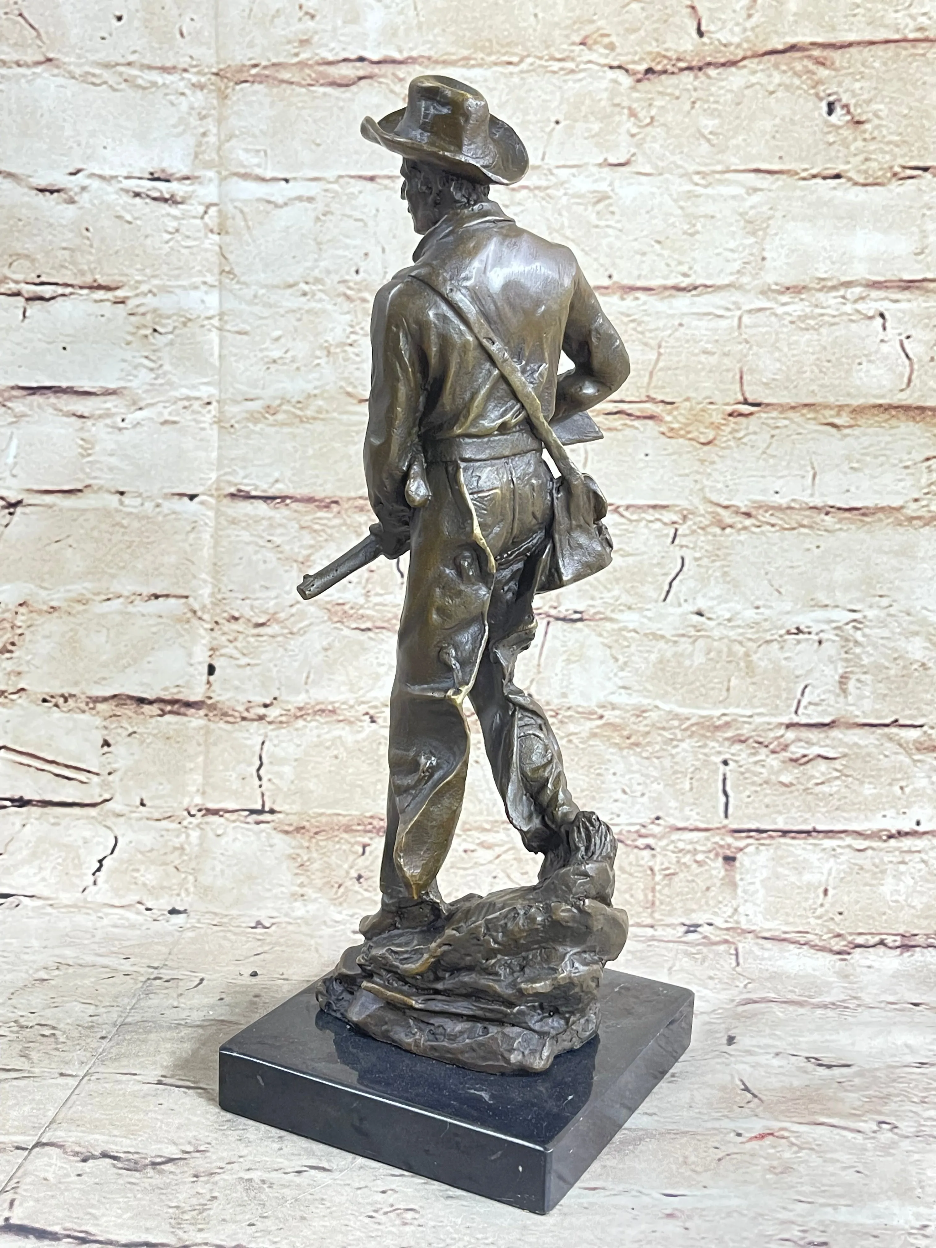 Bronze Marble Statue Sheriff US Marshall Gun Wild West Pony Express Gun Decor