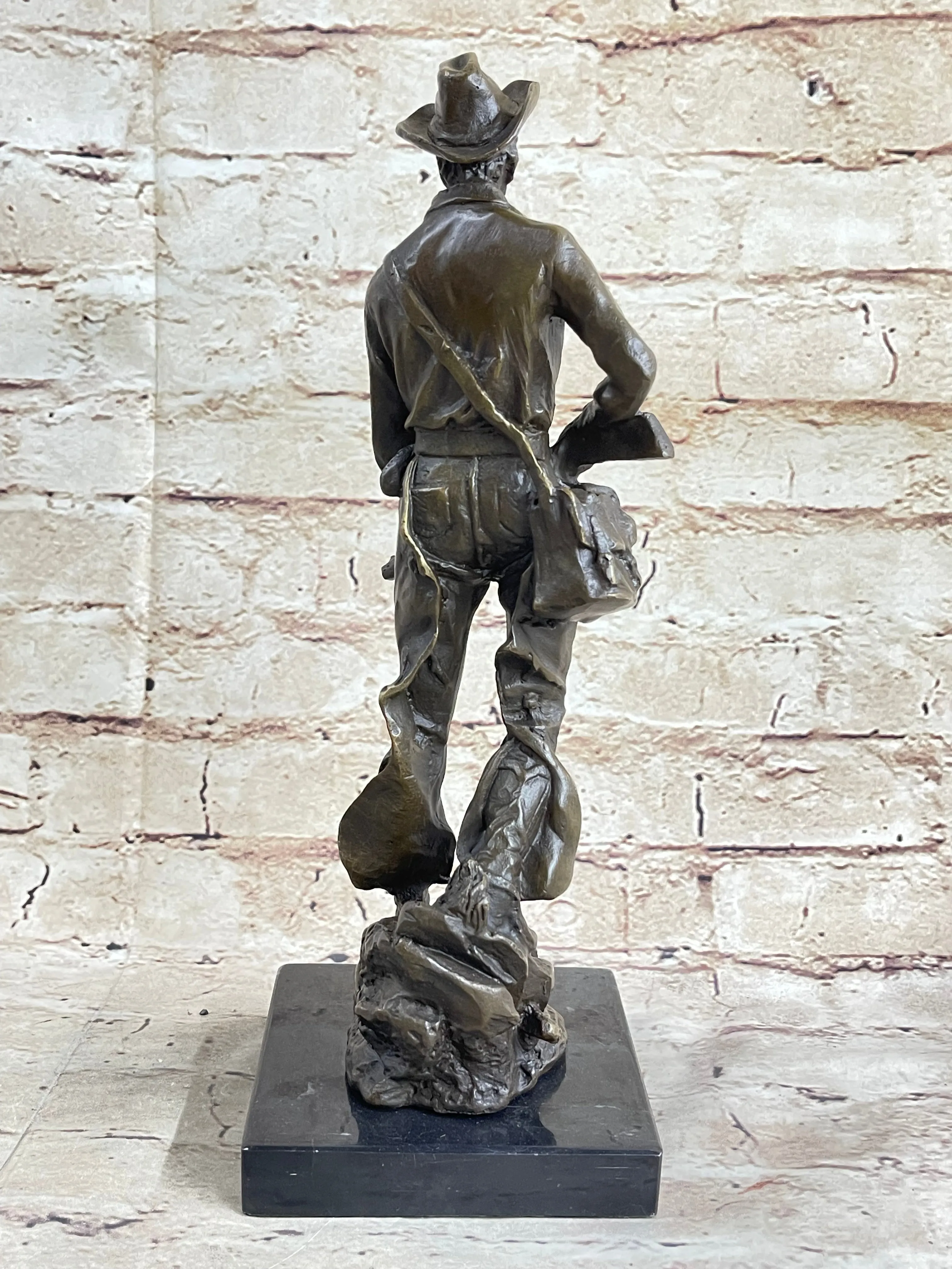 Bronze Marble Statue Sheriff US Marshall Gun Wild West Pony Express Gun Decor
