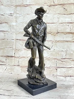 Bronze Marble Statue Sheriff US Marshall Gun Wild West Pony Express Gun Decor