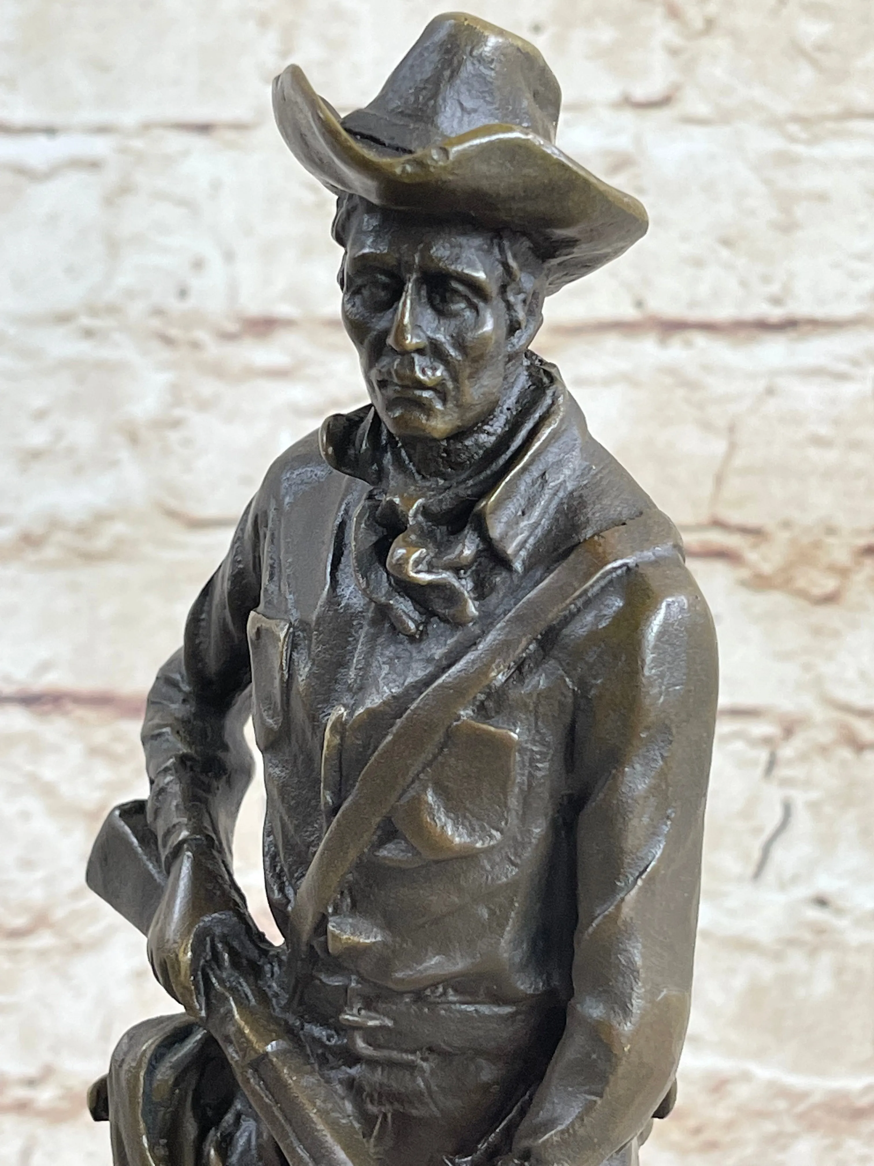 Bronze Marble Statue Sheriff US Marshall Gun Wild West Pony Express Gun Decor