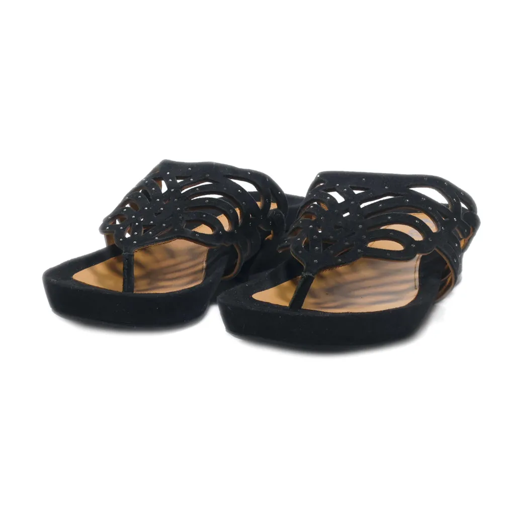 Carthics Flat Sandals Suede Black Colour For Women