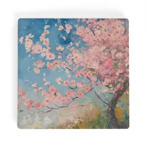 Cherry Blossoms in the Morning Sunrise Print Square Ceramic Coasters - Set of 4