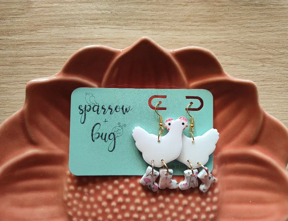 Chickens or Ducks in Boots Earrings