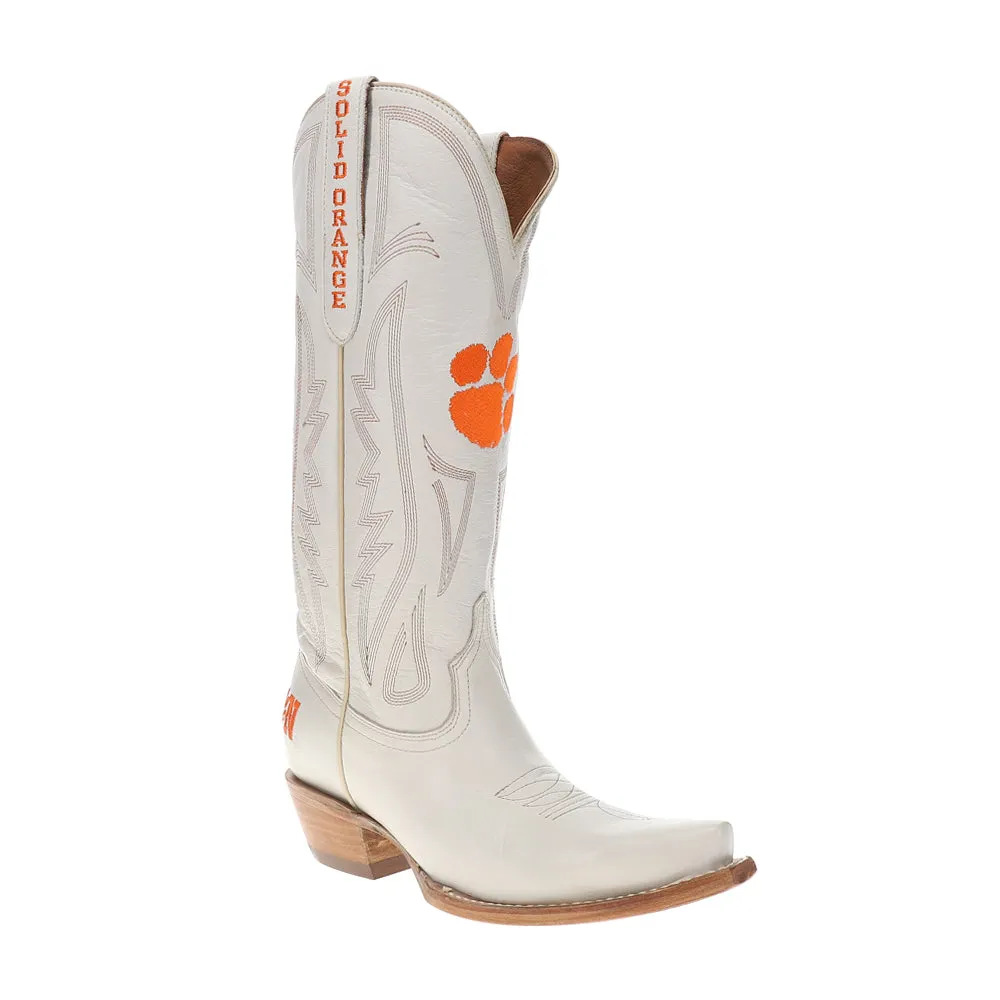 Clemson University Gameday Embroidered Logo Snip Toe Cowboy Boots
