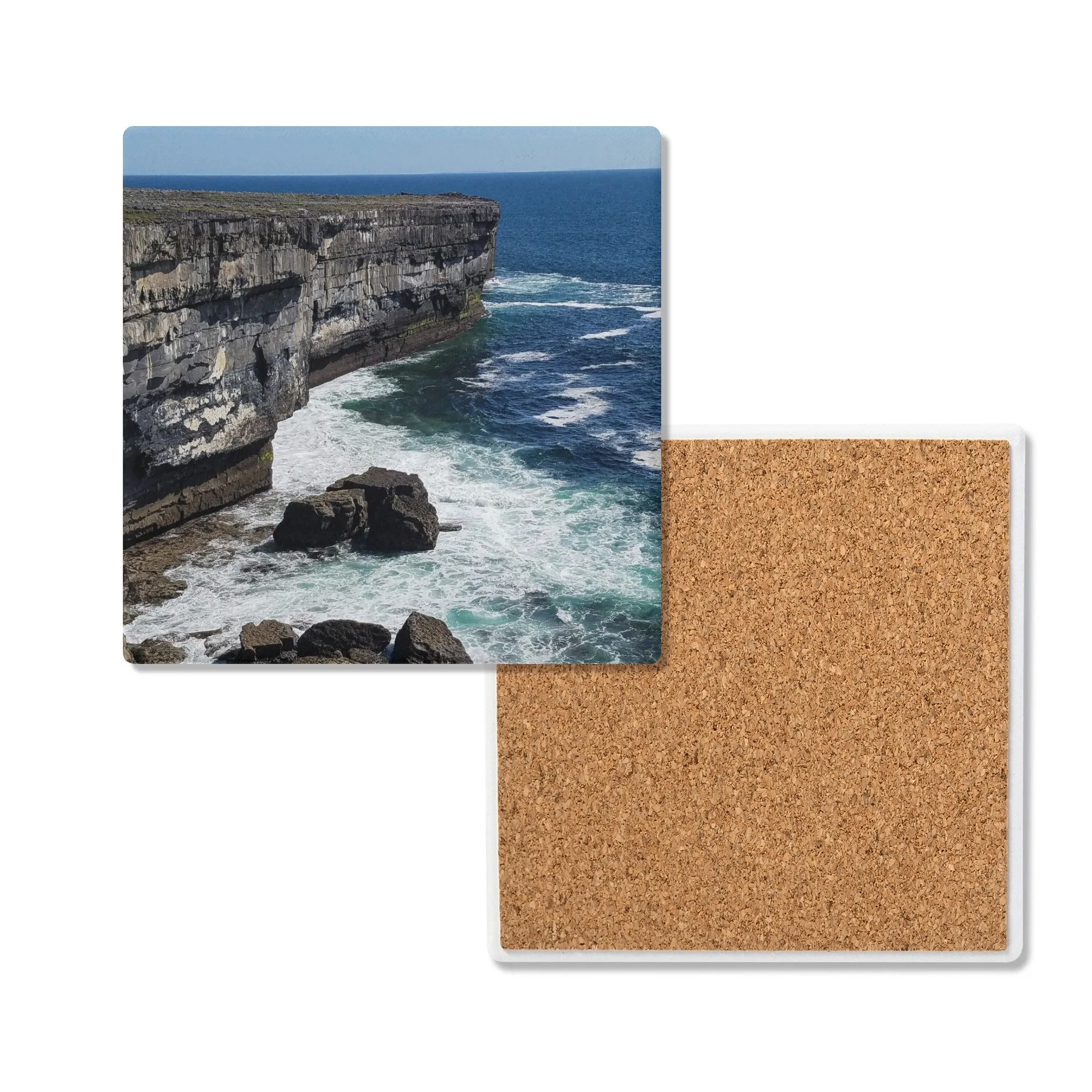 Cliffs at Inish Mohr in Ireland Square Ceramic Coasters - Set of 4