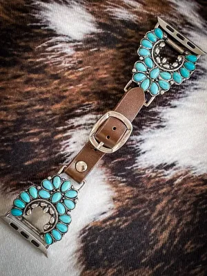 Concho Apple Watch Bands - Turquoise Squash Blossom