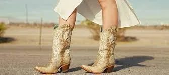 Corral Boots Women's Cowboy Boots C3895 in Gold Embroidery Studs Crystals Wedding Collection
