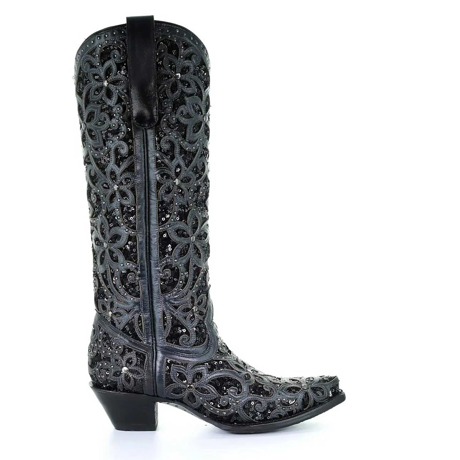 Corral | Tall Top with Full Inlay & Studs | Black