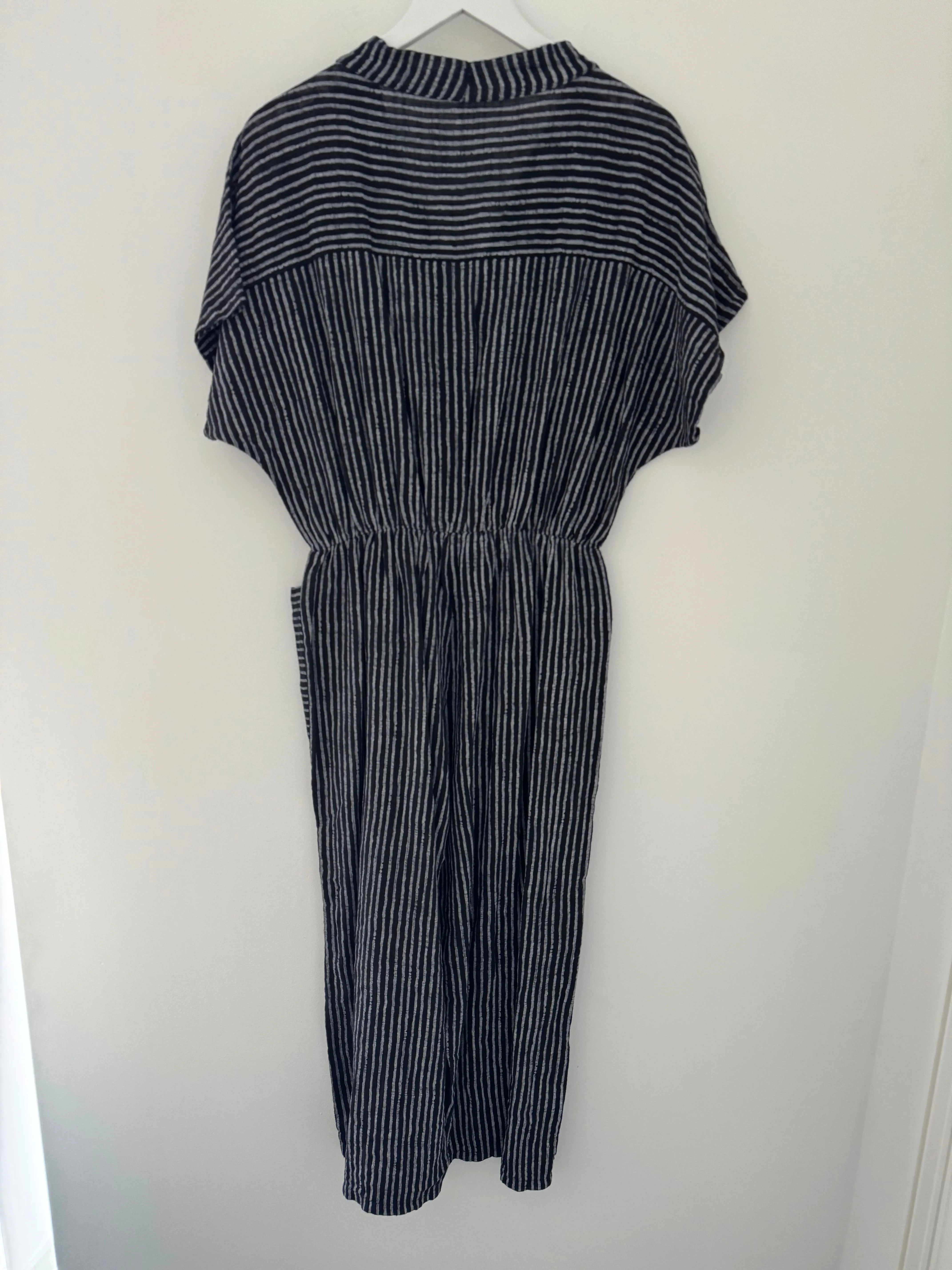 Cotton Stripe Jumpsuit in Black