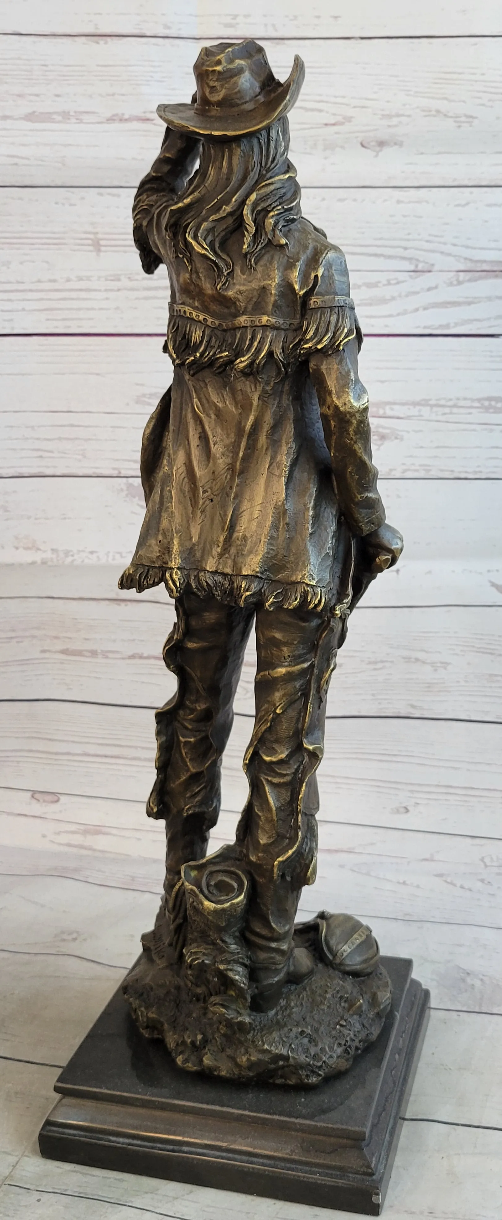 Cowgirl Female Cowboy Bronze Statue Sculpture Western Country Figure 22" X 7"