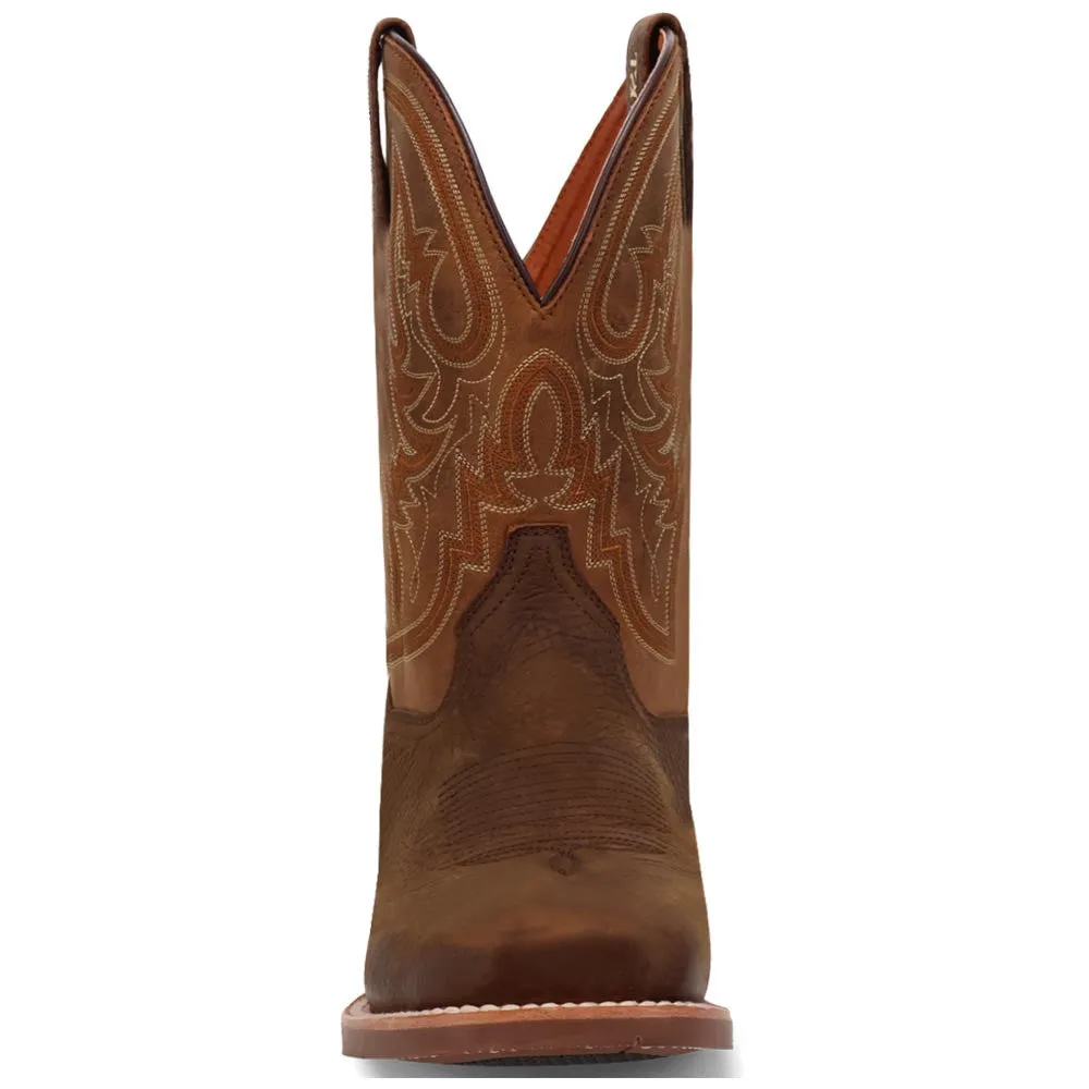 Dan Post Men's Bridgestone Chocolate & Tan Square Toe Western Boots
