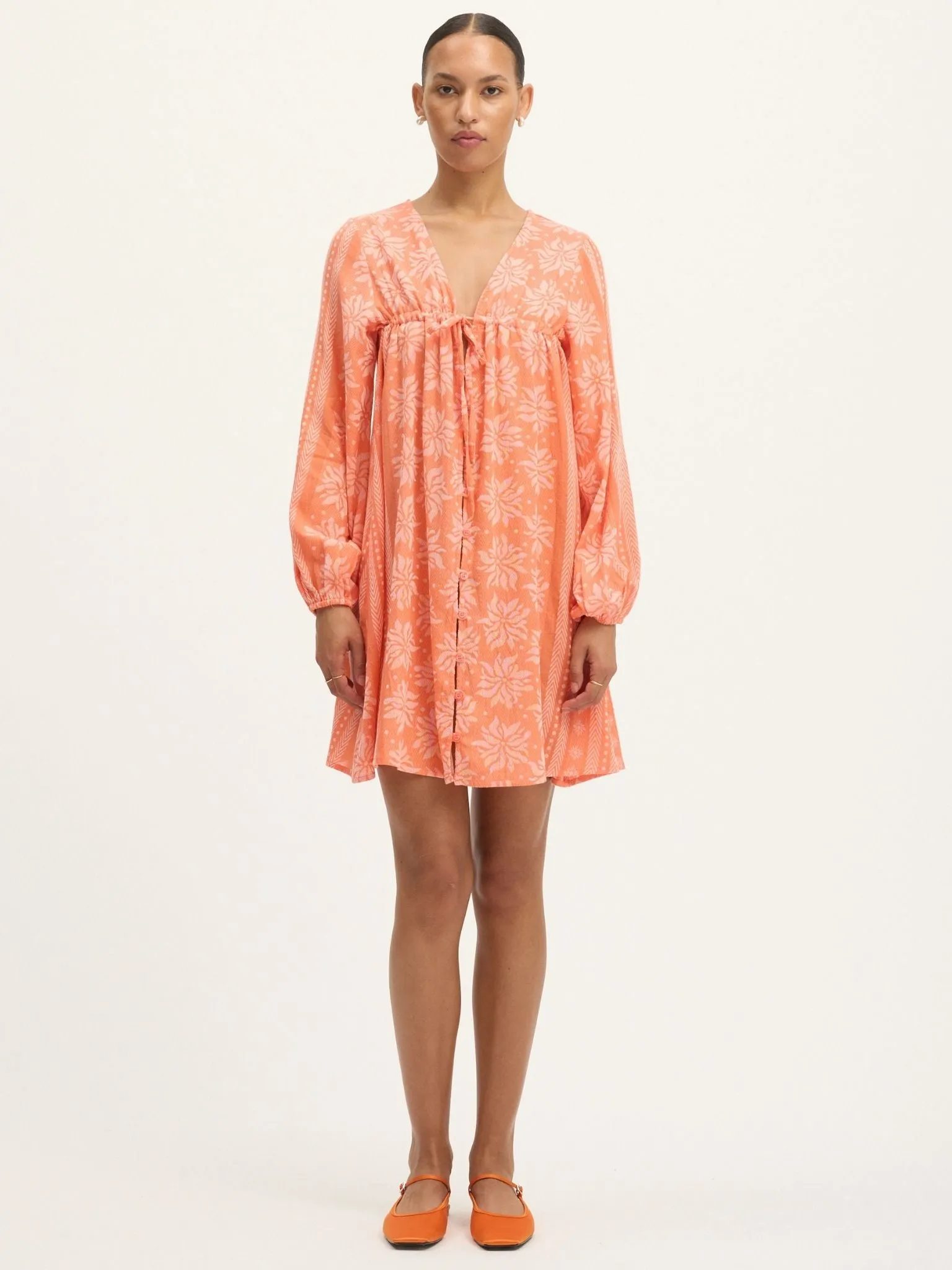 Deborah Waffle Mini Dress in Camelia