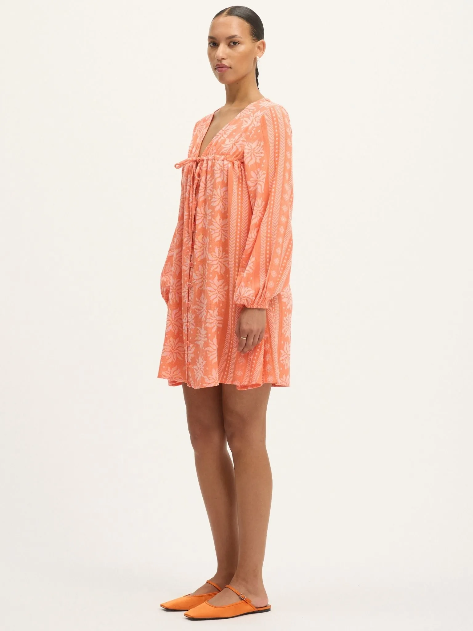 Deborah Waffle Mini Dress in Camelia