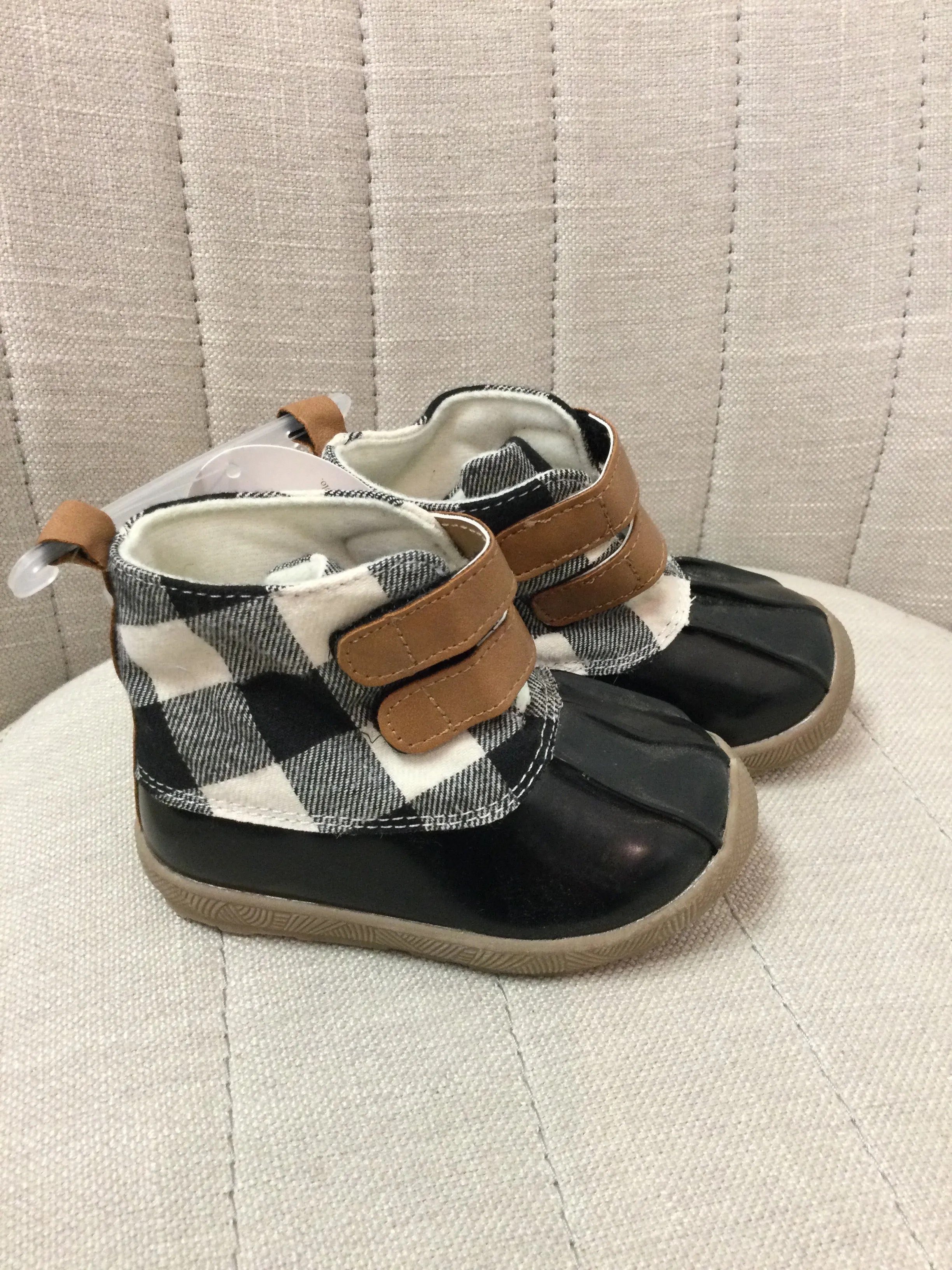 Duck Boots Black & White Buffalo Check