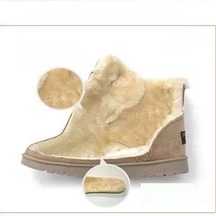 Female Soft Waterproof Suede Moccasins Martin Ankle Boots Winter Snow Boots Inside Faux Fur