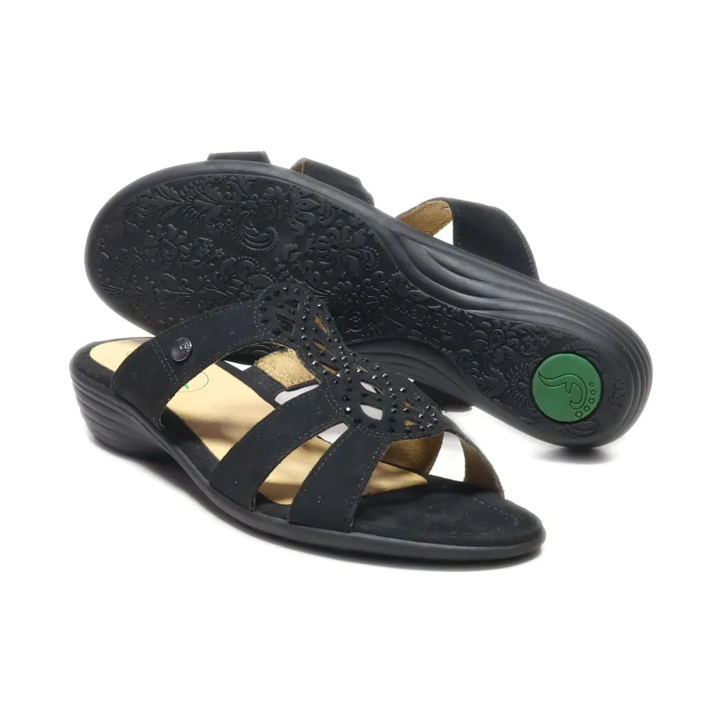 Footflexx Flat Sandals Fabric Black Colour For Women